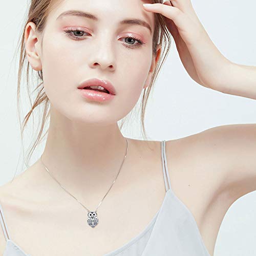 Medwise Locket Necklace That Holds Pictures 925 Sterling Silver Cute Wisdom Owl Style Photo Locket Necklace Gifts For Women Girls,3/4 Inch X 3/4 Inch- Includes 18 Inch Box Chain #TOP5