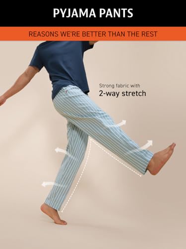DAMENSCH Regular Fit Cotton Blend Woven Casual Style Pyjama Dual Pockets Breathable Microfibre Waistband Anti-Bacterial Stretchable Soft Comfortable Pyjama For Men