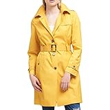 DKNY Women's Belted Trench Coat, Pollen Yellow Midi, Extra Large