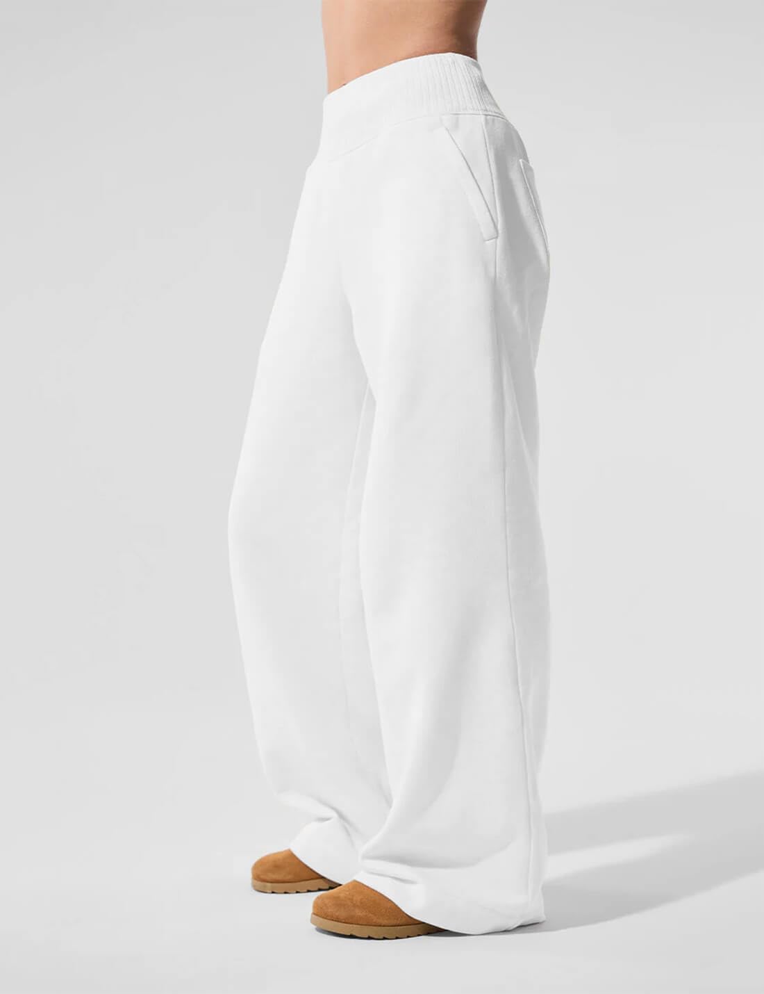 HeSaYep Womens Wide Leg Sweatpants 2025 Ribbed High Waist Straight Leg Baggy Sweat Pants with 4 Pockets - Image 4