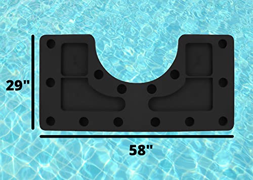 Polar Whale Giant Floating Bar Table Tray And Drink Holder For Pool, Hot Tub Or Beach Party Float Lounge Refreshment Durable Black Foam 18 Compartment Uv Resistant With Cup Holders 5 Feet Long #TOP1