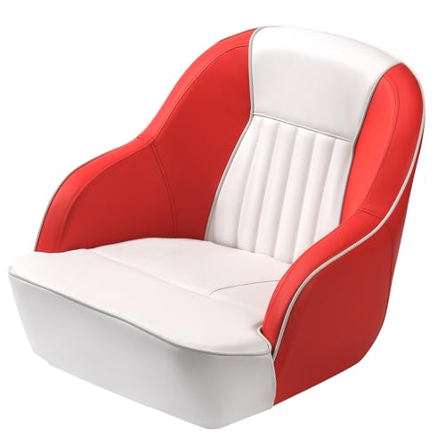 Garvee Siège capitaine ergonomique pour bateau ponton – Dossier haut, assise épaisse mousse compressée, accoudoirs courbés, structure plastique injecté...