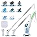 Electric Spin Shower Scrubber with Long Handle | Rotating Power Brush for Cleaning Bathroom Shower Tiles Floors with 8 Replacement Heads, Rechargeable, Cordless