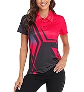 JACKETOWN Womens Polo Shirts Printed Polo Wicking Shirts Summer Tops Short Sleeve T-Shirt Athleti...