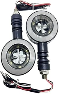 طقم اشارات للدراجة النارية والمتوسيكل والسكوتر – ليد 12 فولت 2 لون أصفر متحرك دائرى ابيض بغطاء مقاوم للماء – مدور مروحة – اضاءة عالية