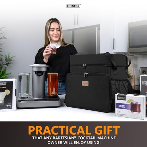Ksestor Carrying Case for Bartesian Insulated Travel Carrier for Bartesian Cocktail Machine with Easy to Clean Lining - Pockets to Store Bartesian Capsules - Bartesian Accessories - Black - Thumbnail 6