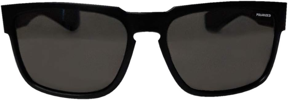 BOMBER Polarized Sunglasses for Men Matte Black frame Smoke Polarized Sunglass Lens, Non-Slip Gray foam lining for Comfort, 100% UV Protection, Scratch Resistant, Great for Wet Conditions SM111