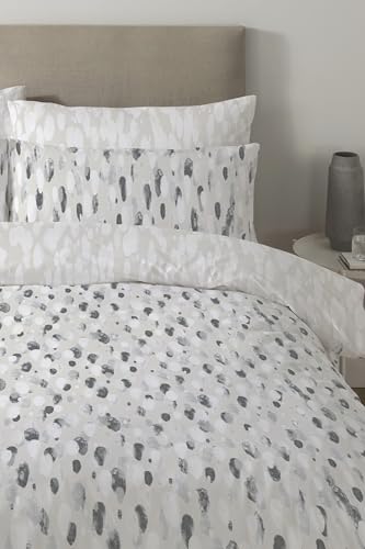 Image of Copenhagen Home Rayne Charcoal Reversible Duvet Cover and Pillowcase Set - Super King