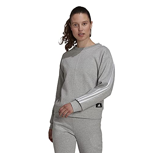 adidas Women's Standard Sportswear Future Icons 3-Stripes Sweatshirt, Medium Grey Heather, Large