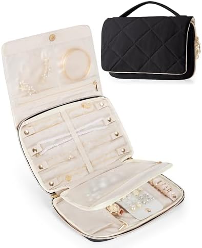 Travel Jewelry Organizer Case for Women, Foldable Jewelry Bag for...