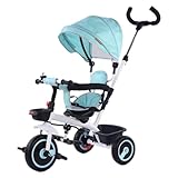 Reversible seat Toddler Stroller Buggies,Children Stroller pram,high Back seat with guardrail and Belt,Parent Steering Tricycle with Parent Handle,Rear Wheel Double Brakes (Green with Canopy)