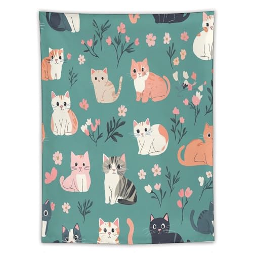 Tapiz colgante vertical de gatos: decoración estética y alegre para transformar tus paredes