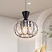 Candelabro de cristal Mini lámpara colgante de montaje empotrado Lámpara de techo Jaula de hierro Accesorio de iluminación colgante para cocina Isla Pasillo Comedor Dormitorio Cafe Armario,E27,Negro
