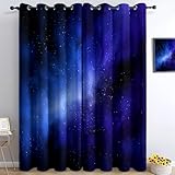 Genérico Espacio Galaxia Estrellas Cortinas Opacas térmicas Que bloquean la luz, Estilo Fantasía Cortinas Opacas con Ojales para Dormitorio y Sala de Estar 91.5 x 214 cm (2 Paneles)
