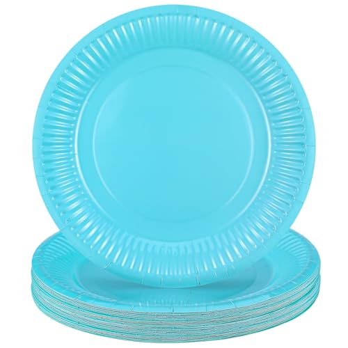 Xialvyu 20 Stück Pappteller,Einwegteller Blau,17.8 cm/7 inch Rund Party Pappteller Set,Pappteller Geburtstag Pappteller für Feste und Feiern Grillabend