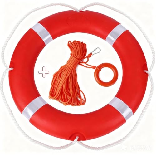 Throwable Life Preserver Ring Buoy with Floating Rope