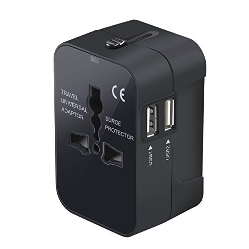 Adaptador universal de enchufe de viaje,cargador de pared, adaptador de enchufe de alimentación AC todo en uno con puertos de carga USB duales para Estados Unidos UE Reino Unido AUS Asia Cover