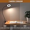 iZELL Lampe de Bureau à Pince avec Adaptateur USB[3 Modes d’Éclairage &10 Niveaux de Luminosité] Flexible à 360°Lampe Lecture Clipsable, 40CM Lampe Bureau Led pour Maison/Bureau