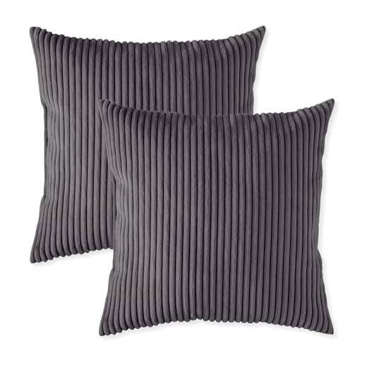 sleepling 2er Set Sofakissen Kord dunkelgrau 40x40 cm, Kissen mit Kissenfüllung und Bezug, Zierkissen aus robustem Polsterstoff, Deko Kissen, Couchkissen 40 x 40 cm, Polster, Sofa Kissen, Made in EU