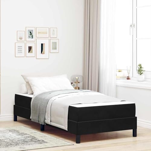 Boxspringbett mit Matratze Schwarz 100 x 200 cm Samt, Bett mit matratze Polsterbett für Gästezimmer Gästehaus Hotel Schlafzimmer