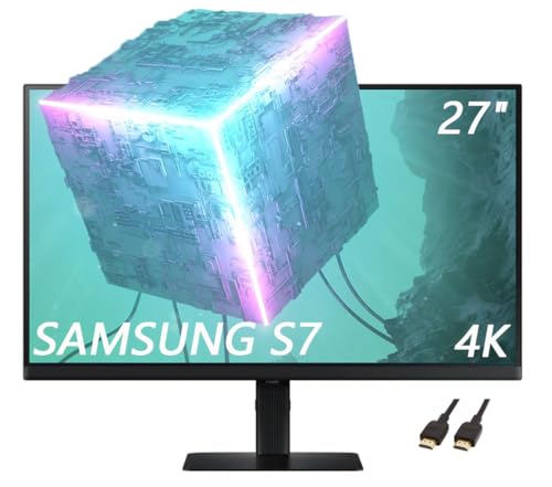 Image of Samsung 27 inch ViewFinity S7 Series 4K Computer Monitor, UHD High Resolution, Multiple Ports, Easy Setup Stand, Advanced Eye Care, 60Hz, 5ms, Black, with HDMI Cable