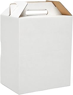 Paper Mart Wine Gift Box for 6 Bottles, Bulk Quantity of 25, 10 3/4 x 7 1/4 x 13 1/4 Inches, White Corrugated Wine Carrier