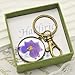 Larkspur Pressed Flower Keychain,Retro Handmade Keychain, July Birth Flower Keychain,Cute Keychains for Women,Dried Pressed Flower Keychain Charms Presents For Birthday,Mother’s Day, Christmas