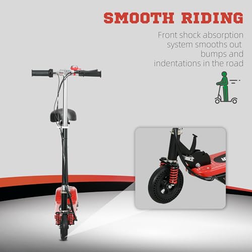 HOMCOM Foldable Ride on Powered Scooter, 120W Motor, with Warning Bell, 15km/h Maximum Speed, Maximum Range 8 KM, for Ages 6-14 Years, Red - Image 6