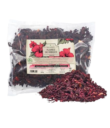 FRISAFRAN | Flor de Hibisco 400g | Hibiscus Sabdariffa | Flor de Jamaica para Infusión | Té de Hibisco | Sabor Ácido y Refrescante | Uso Frío o Caliente | Hojas Enteras