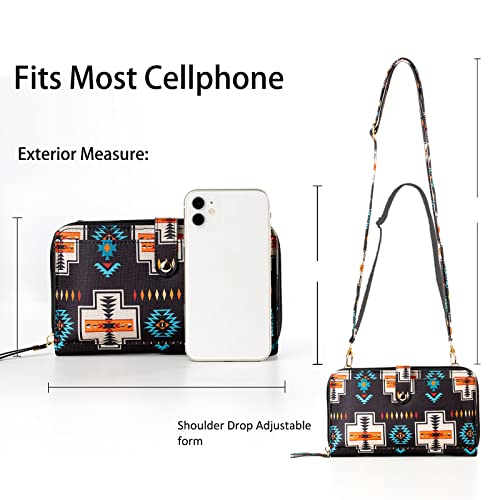 Aztec Print RFID-Blocking Crossbody Bag for Women - Multifunctional Wallet and Phone Purse4