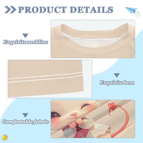 Cartoon Cute Animal Beige Kids Bathing Suit Sun Protection Youth Sports Tshirts Swimwear Beach Tops 3T3