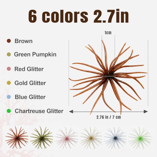 12Pcs Sea Urchin Baits for Bass Fishing Fuzzy Dice Fishing Lure 2.7in - image 7
