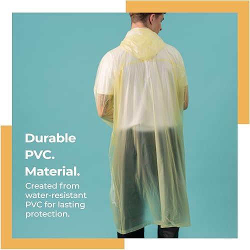 Lifelong Waterproof Unisex Raincoat | Hooded Full Sleeves Outdoor Poncho for Men, Women, Boys & Girls | Durable PVC Rainwear for Camping, Hiking, Travelling | Adjustable Drawstring | Yellow (1 Pc) - Image 2 thumbnail