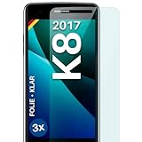moex FlexProtect Schutzfolie für LG K8 (2017) Bildschirmschutz Folie Ultra-klar HD 0,2 mm kompatibel mit jeder Hülle, Anbringen ohne Blasen, Handyfolie Extra Kratzfest, 3 Stück