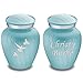 GetUrns Keepsake Embrace Dove Cremation Urn with Custom Engraving (Pearl Light Blue)
