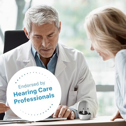 Sennheiser All-Day Clear Slim - OTC Self-Fitting Hearing Aid for All-Day Wear and Bluetooth Streaming - For Mild to Moderate Hearing Loss - FDA Cleared - Light Grey