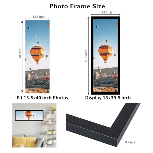 Image of JCJMY 13.5x40 Picture Frame Black for Poster Photo Panoramic Picture, Horizontal and Vertical Formats for Wall Hanging, 13.5 x 40 inch Wall Gallery Photo Frame for 13.5 by 40 Photos Posters,Black