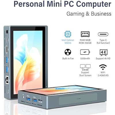HIGOLEPC Mini PC Win 11 Pro Celeron N5095 Mini Computer with Fan,16GB DDR4,256GB ROM Mini PC with Screen Micro PC Full-Featured USB-C 4K 60Hz Triple Display Mini Gaming Computer WiFi 5.0 BT5.0