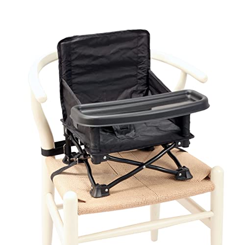 Bambisol 'Chaizounette' Rehausseur Chaise Enfant | Evolutif dès 6 mois, Sac Transport, Siège Camping Enfant | Noir