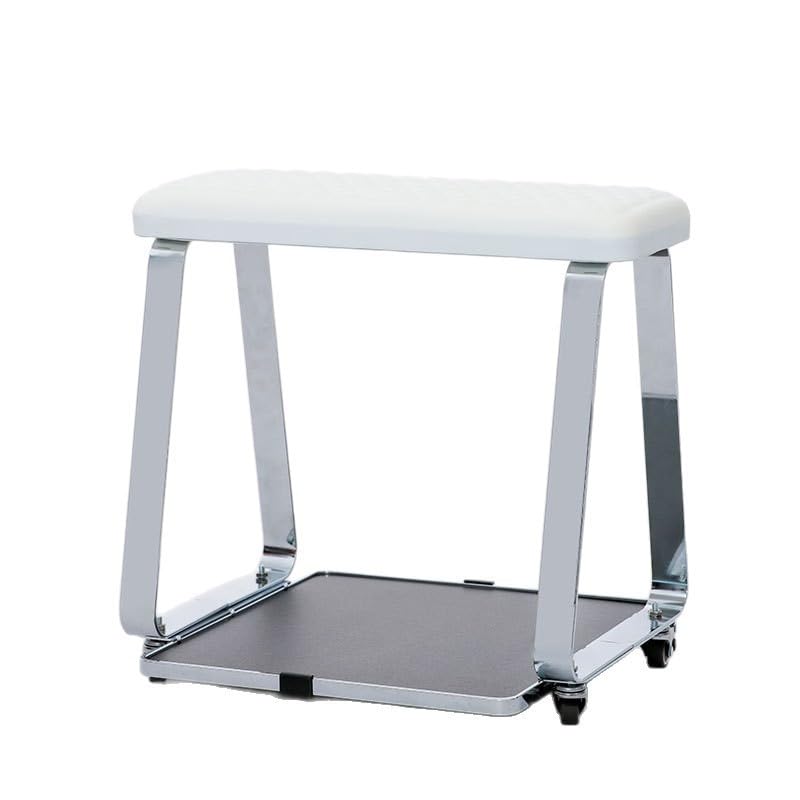 Banqueta de pedicure de acero inoxidable blanca