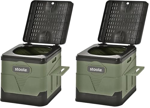 スツーレ 簡易トイレ 非常用トイレ 【 防災グッズ 大賞2025】 災害用 トイレ 防災トイレ 折りたたみ 携帯 stoole 非常用 アウトドア レジャー 踏み台 イス 多機能 (グリーン・M (排便袋&凝固剤 5個付)) (× 2)の商品画像（Amazon）