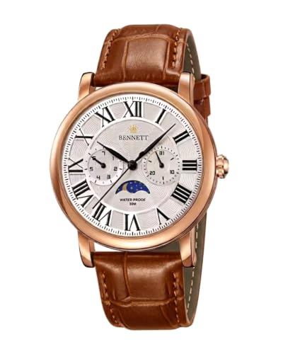 Image of Bennett Celest Limited Edition Men's Watch with Japanese Quartz Movement | Sun & Moon Phase | Premium Analog Dress Watch | Classy Watches for Men
