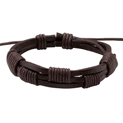 Eigso Unisex Pu Leather Punk Bangles Cuff Set For Men Women Wooden Bead Link Braclet Snap Adjustable #TOP2