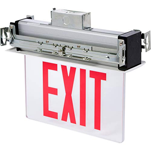 Image of inchMorris Products LED Exit Sign - Recessed Mount Edge - Red on Clear Panel, White Housing - Compact, Low-Profile Design - Single Sided Legend - Energy Efficient, High Output - 1 Count, (73331) inch