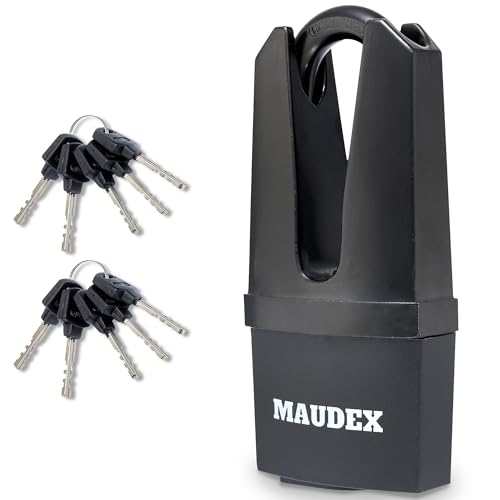 Maudex® MDE60 Heavy Duty Padlock with 10 Keys - [Anti Drill, Anti Pick Cylinder] - [Closed Shackle] - Outdoor Padlock for Shed, Gate, Garage, Container