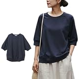 [Vmiutyer LLOP] tシャツ レディース ドルマンスリーブ トップス 半袖 クルーネック ゆったり カジュアル 体型カバー かわいい 無地 プルオーバー サマー 日常着 夏服