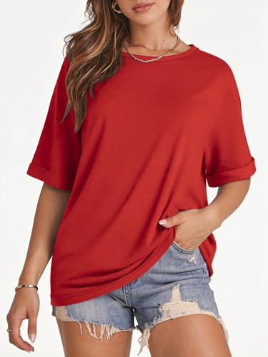Image of ATHMILE Womens Oversized T Shirts Summer Tops Spring Casual Loose Fit Workout Short Sleeve 2026 Beach Vacation