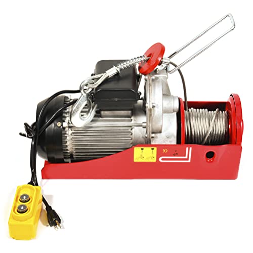 INEEDUP Heavy Duty 2200LBS 110V Electric Cable Hoist Crane Lift for Factories, Warehouses