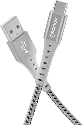 Geonav Cabo USB-A para USB-C, 1.2 metros, nylon trançado, resiste até 10 mil dobras, carregamento rápido (até 40 W) e tranferência de dados (480 Mbps), ESC05WT, branco