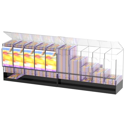 10-Slot Acrylic Booster Pack Dispenser Card Organizer with Black Base Fits 360+ Booster Packs 4mm Thick Display Holders for Sports Trading Collector Cards Total Size 29.9 L x 5.7 W x 9.7 H